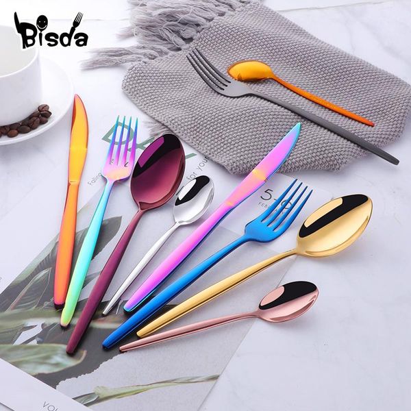 

dinnerware sets western flatware stainless steel kit 8 colors 4pcs cutlery set server party practical gift
