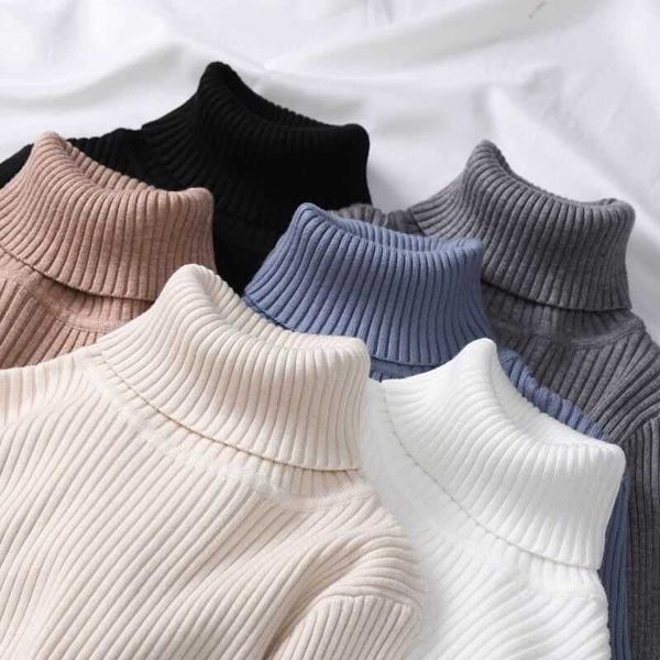 

women turtleneck pullover sweater autumn winter soft thick long sleeve ribbed knitted female slim solid jumper 210526, White;black
