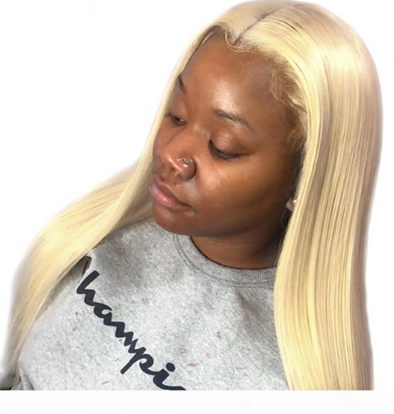 

613 lace front wig 130% density part malaysian straight blonde full lace wig human hair, Black;brown