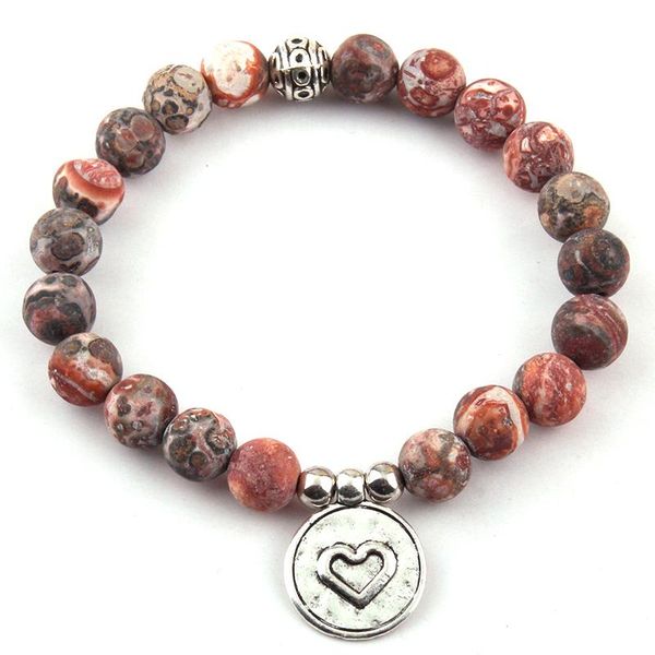 

charm bracelets 8mm fashion beautiful natural stone wrist heart bracelet, Golden;silver
