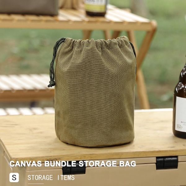 

outdoor bags camping storage bag drawstringcanvas travel portable large capacity cosmetic camp tableware pouch
