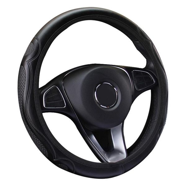 

steering wheel covers auto breathable car universal interior pu leather soft grip anti slip elastic embossing heat resistant cover
