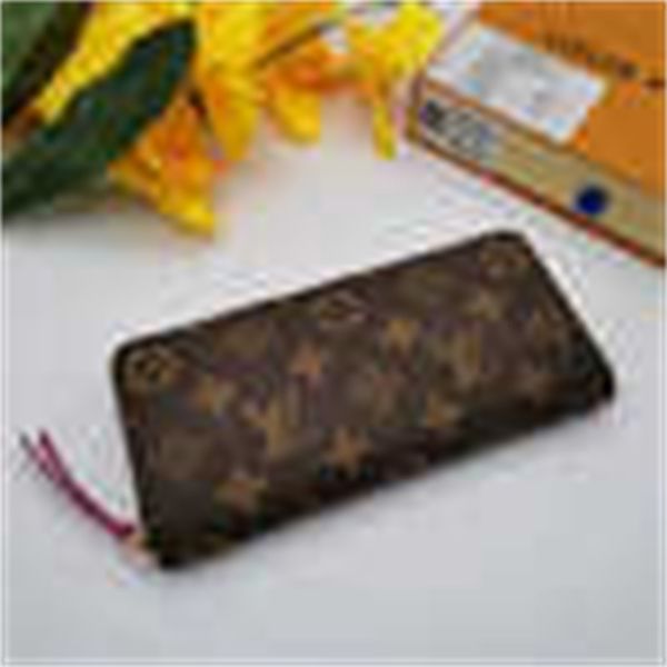 

long zipper bag brand wallet card designer wallet female luxury fashion leather m60742 wallets chain small pouches key and cute hold, Black;red