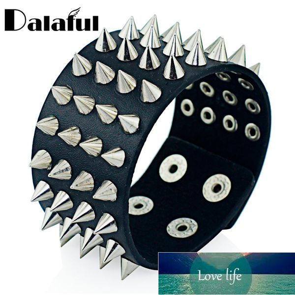 

unique four row cuspidal spikes rivet stud wide cuff leather punk gothic rock bangle bracelet men jewelry s263, Golden;silver