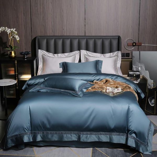 

bedding sets 4pcs 1000tc premium quality egyptian cotton grayish blue set 1duvet cover 1bed sheet 2pillow shams silky soft easy care