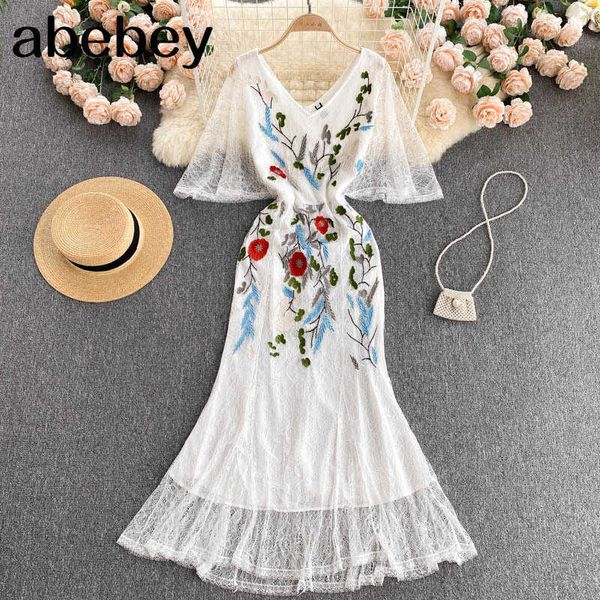 

french lace mermaid maxi dress women sweet embroidery slim party fishtail dresses summer elegant streetwear long dress 210715, Black;gray