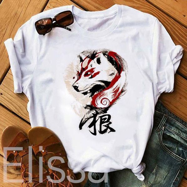 

princess mononoke white printed cartoon womens casual short sleeve fashion harajuku tee female