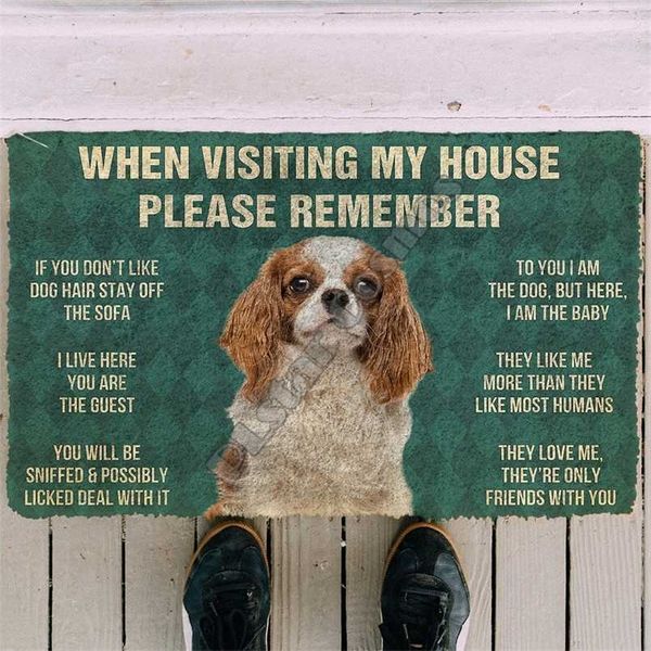 Por favor, lembre-se por favor Cavalier King Charles Spaniel Cães Casa Capacitação Interna Capacitação Non Slip Door Tapetes Decoração Decoração Porch Caçador 211204