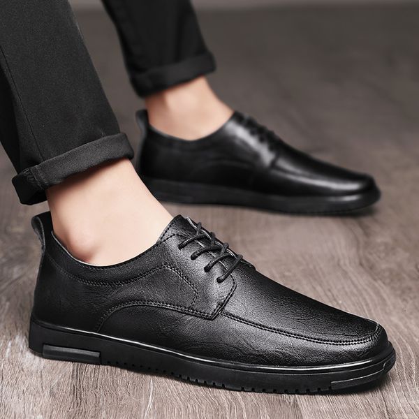 

dress shoes men's casual trend wild fashion low thick-soled men leather black brown 37-45 app6