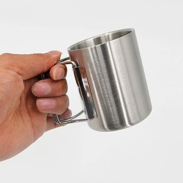 

mugs double folding handle stainless steel cup coffee beer mug camping water