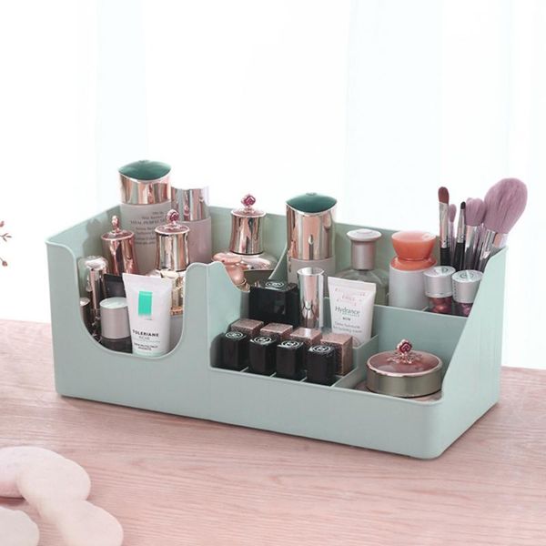 

multiple compartments cosmetics container deskstorage box lipstic holder makeup sundies organizer (green)
