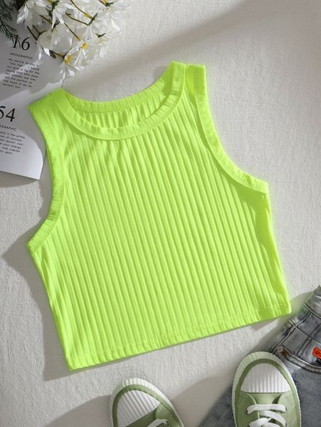 

solid rib-knit crop tank d0lf#, White