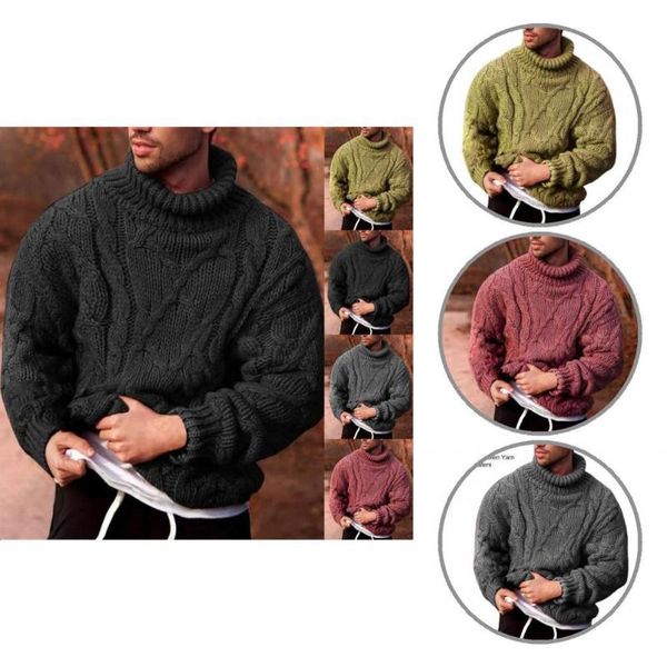 

men's sweaters men sweater stretchy coarse woolen yarn thickened turtleneck twist male casual jumper for autumn winter, White;black