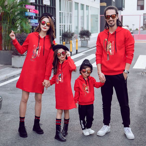 

wear new net and autumn year's winter christmas plush thickened warm parent-child red hooded sweater price control, Blue