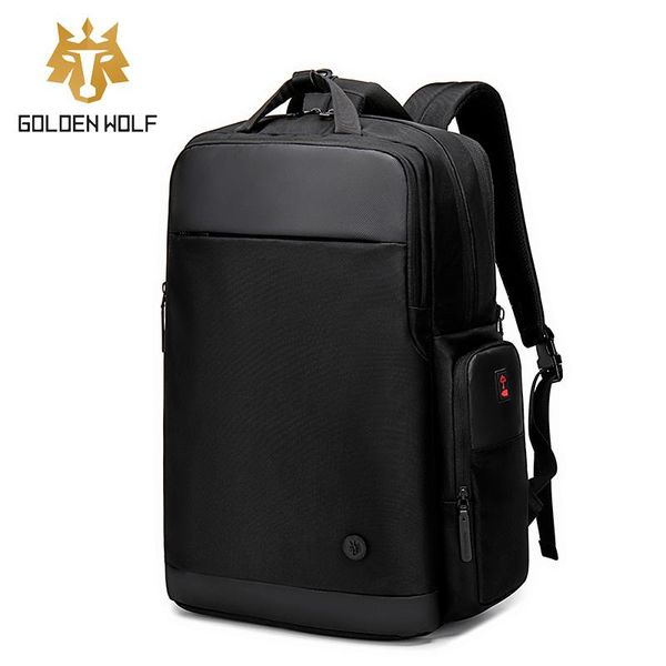 

backpack goloen wolf waterproof backpacks usb charge schoolbag anti-theft men fit 15.6 inch laptravel high capacity
