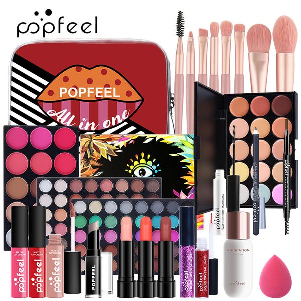 

29pcs foundation makeup set eyeshadow palette eyeliner eyebrown mascara body lotion make up brushes sets pop001