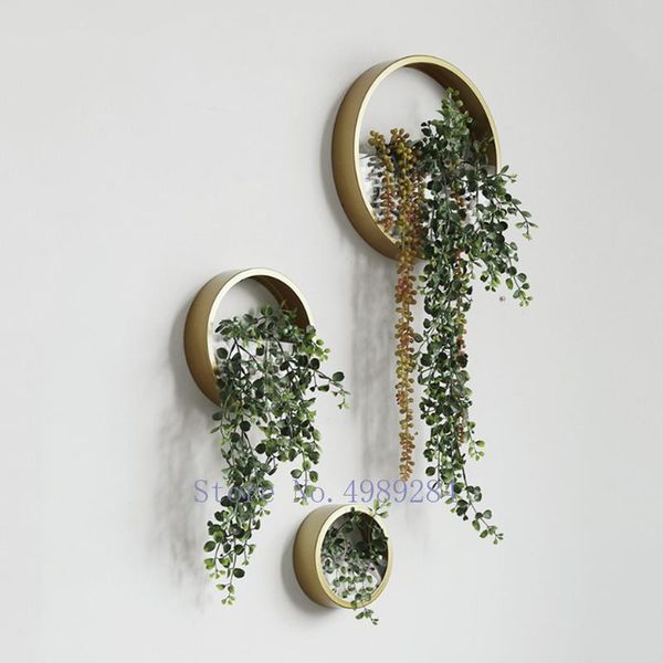 

metal round background wall decoration flower pot storage rack modern home decoration children's room stained glass geometry