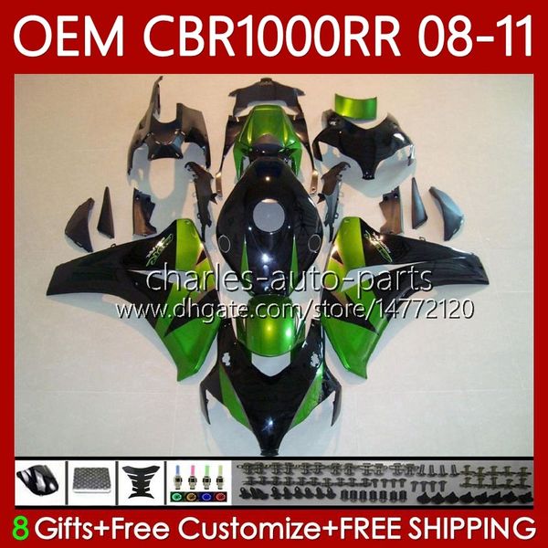 Corpo OEM per carenature HONDA CBR 1000 CBR1000 RR CC 2008-11 60No.164 CBR 1000RR CBR1000RR 08 09 10 11 CBR-1000 Verde nero 1000CC 2008 2009 2010 2011 Iniezione Carrozzeria