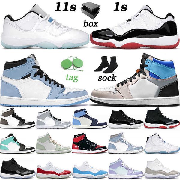 

with box 2021 basketball shoes 1s 11s low legend bred concord jumpman prototype mens womens trainers sneakers university blue