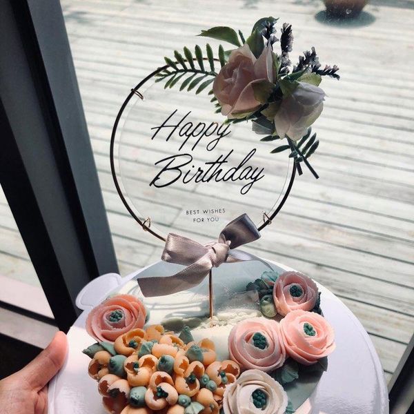 

gold silver black acrylic hand writing happy birthday cake er dessert birthday party dessert decoration baby shower supplies