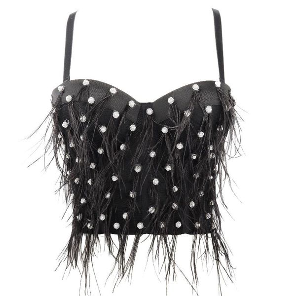

squined sleeveless tank beading luxury breathable tube short crop party clubwear vest female camisole und, White