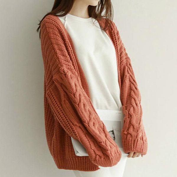 

women's knits & tees winter 2021 fashion autumn casual v-neck long sleeve women twisted female knit cardigans open stitch cardigan loos, White