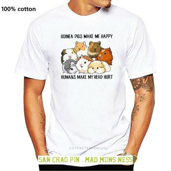 

men's t-shirts guinea pigs make me happy humans my head hurt men t-shirt s-3xl trends tee shirt, White;black