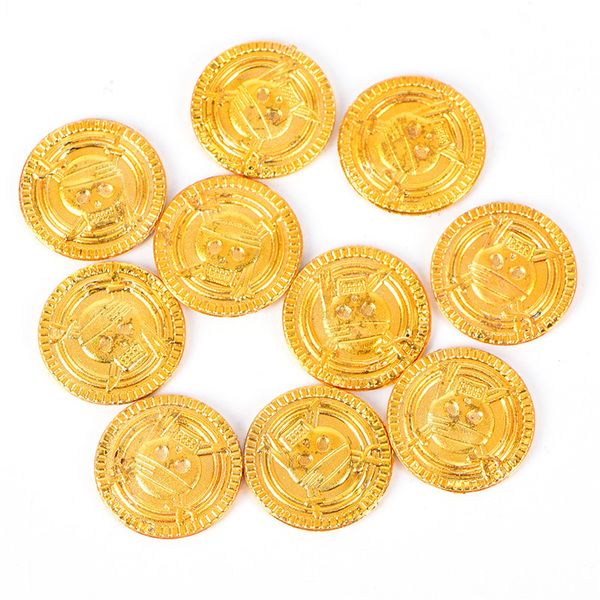 

10pcs gold plastic pirate gold play coins birthday party favors treasure coin 3.2 cm
