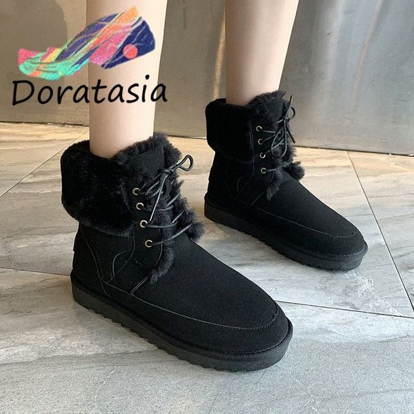 

doratasia new warm winter ankle snow boots women 2019 comfort non slip boots ladies casual wedges shoes woman n0up#, Black