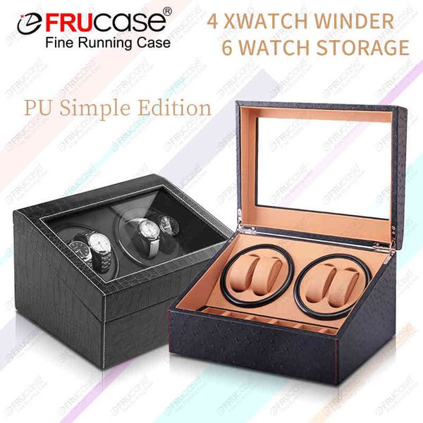 

frucase pu watch winder for watches automatic winder 4+6, Black