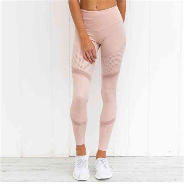 

work out black pink leggings women spring ankle-length soft mesh legging stitching hollow slim push up women leggings