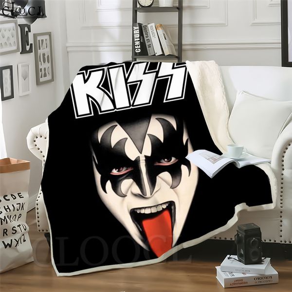 

cloocl glam metal kiss band 3d print casual style conditioning blanket sofa teens bedding throw blankets plush quilt