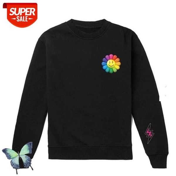 

New J Balvin Sunflower Pattern Sweatshirt Men Women 100%Cotton Plus Velvet Sweatshirts J Balvin High Quality Casual Pullover #471X, Black