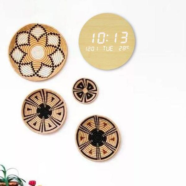 

wall clocks vintage big clock kids bedroom battery aesthetic boys led girl nordic time wood retro set saat home decor bzf5