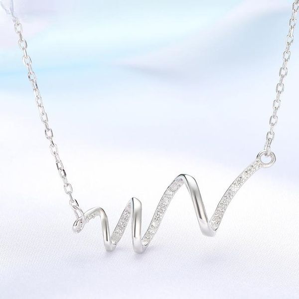 

chains heartbeat necklace female s925 sterling silver ecg simple short clavicle chain jewelry