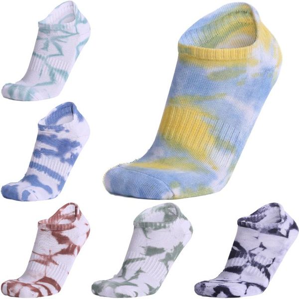 

sports socks four seasons printing short tube breathable deodorant tie dye running mixed color thickened outdoor, Black