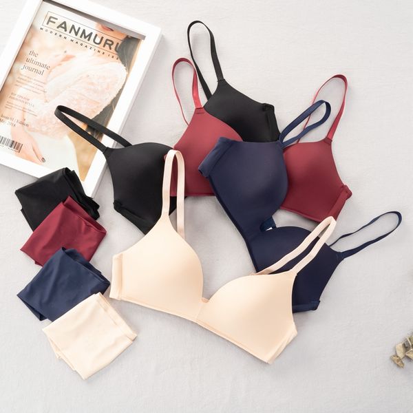 

seamless bra set for women underwear push up lingerie wire and panty plus size m l xl intimates female