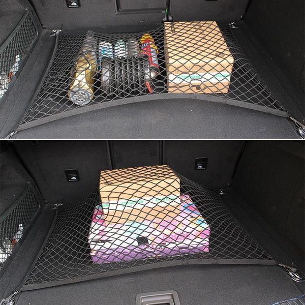 

car organizer adjustable 70*110 cm universal trunk luggage storage cargo net - stretchable truck with 4 hooks