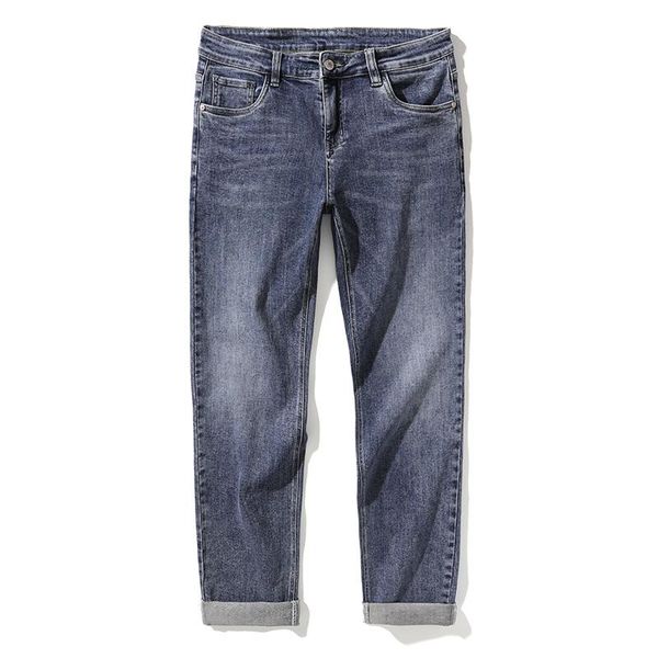 

men's jeans 5 colors cotton fashion gray men simple straight smart casual pants mens business denim trousers size 28-40, Blue