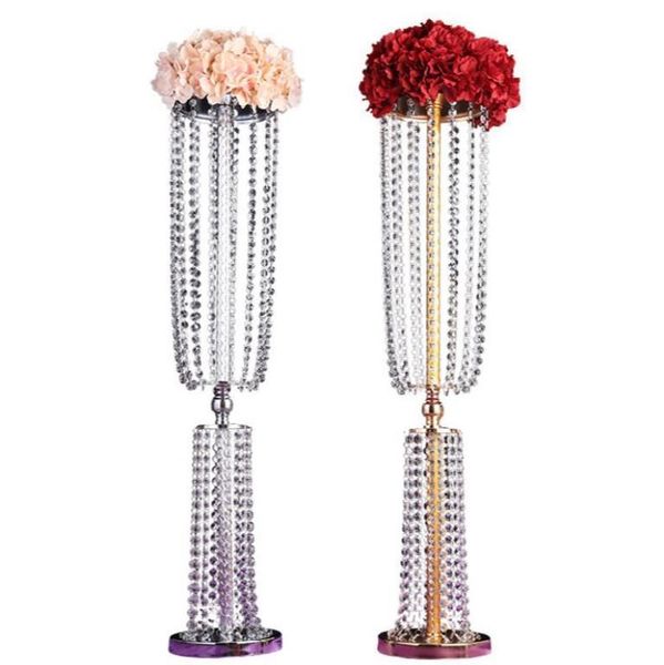 

party decoration gold wedding road lead 80 cm tall 22 diameter acrylic crystal pillar table flower rack centerpiece decor