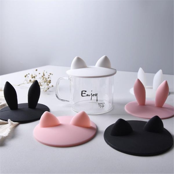 

cups & saucers cute lovley cup cover silicone anti-dust leakproof coffee milk water lid cat ears cap airtight sealed 1pcs