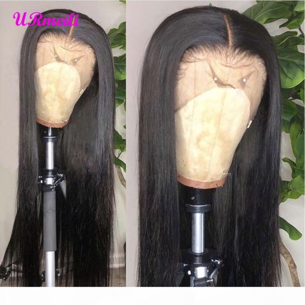 

360 lace frontal wig 150% density brazilian straight virgin human hair short wigs for black women pre plucked with baby hair full end, Black;brown