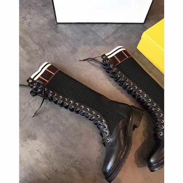 

Boot Women designers Fashion designer womens Snow Boots top stitching knitting soft leather cowhide shoes Their letters to decorate High qua, Black