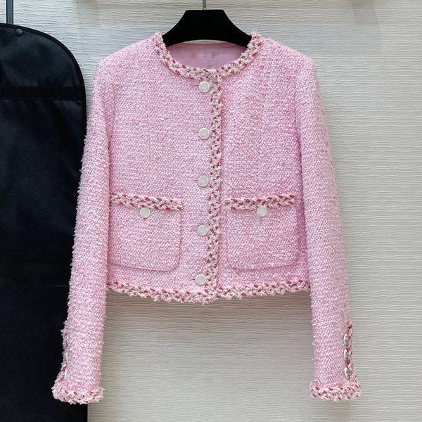 

women jacket korean style chic o-neck slim chic pearl buckle loose long-sleeved cropped office lady elegant coat, Black;brown