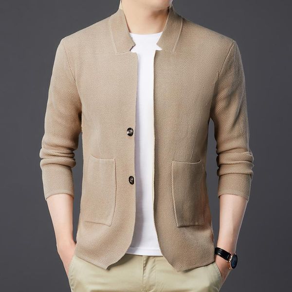 Camisolas masculinas Outono Moda Malha Soild Color Cardigan Jaqueta Homens Coreano Casaco Roupas Designer Sweter de Hombre