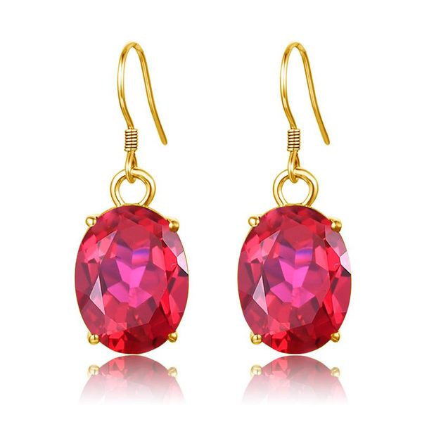 

dangle & chandelier szjinao 14k gold color earrings for women drop 925 sterling silver ruby gemstone female luxury jewellery elegant