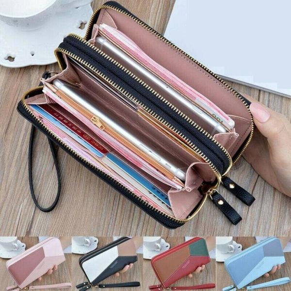 

tassel wallet women long cute leather wallets zipper portefeuille female purse clutch cartera mujer, Red;black