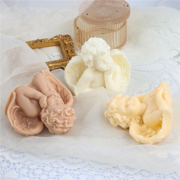 

craft tools baby angel thinking goddess silicone body candle mold 3d stereo handmade art jesus bible style decorating plaster mould
