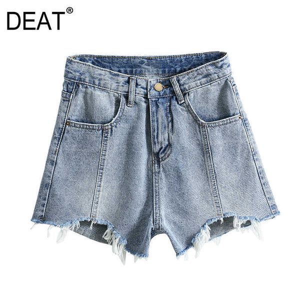

[deat] denim shorts high waisted pants wide leg loose fit personality fashion summer 13d076 210527, White;black