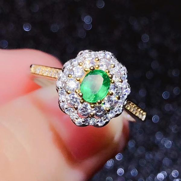 

cluster rings colife jewelry classic emerald ring for wedding 4mm*5mm natural silver 925, Golden;silver